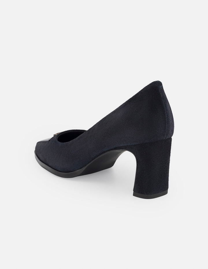 Zapatilla azul ante para mujer con detalle herraje
