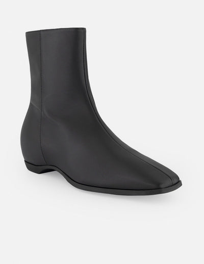 Botines negro piel para mujer con cierre lateral visible