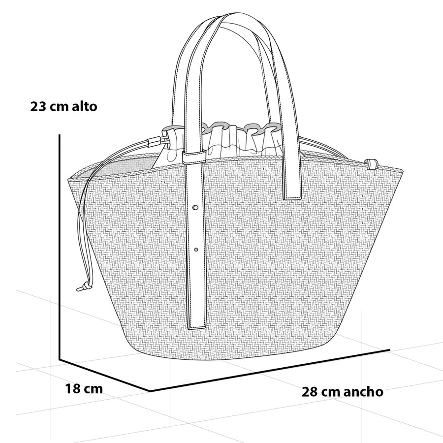 Bolso shopper de rafia color arena para mujer con asas de piel