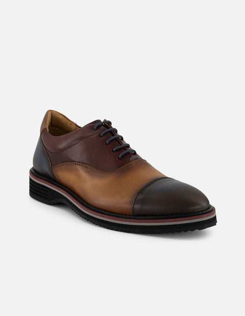 Zapato Oxford multicolor piel para hombre con contraste