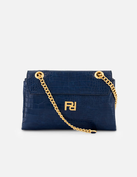 Bolso de hombro azul vegano para mujer con piel tipo coco