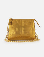 Bandolera oro piel para mujer con maxi letras Pd grabadas