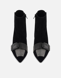 Botines negro ante para mujer con combinación de materiales
