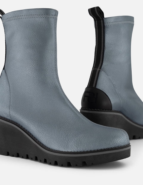 Botines color plata lycra piel con detalle metálico para mujer