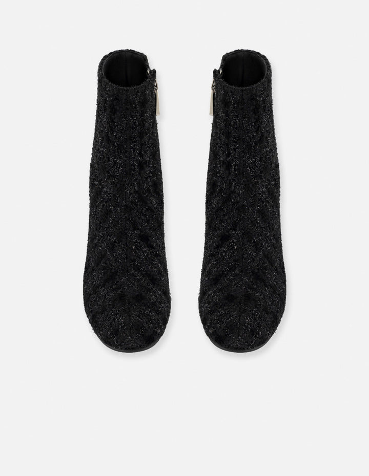 Botines negros textil para mujer con tweed y terciopelo