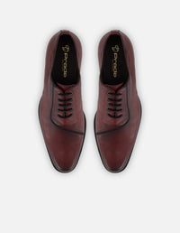 Zapato Oxford vino piel para hombre con corte asimétrico