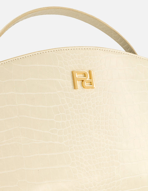 Bolso de mano blanco vegano para mujer con piel tipo coco