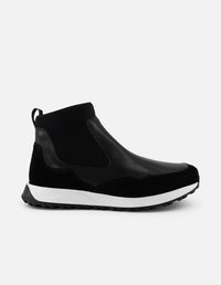 Botines Chelsea negros piel y ante para hombre con elástico