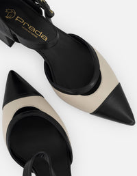 Zapatilla negra piel para mujer con diseño bicolor