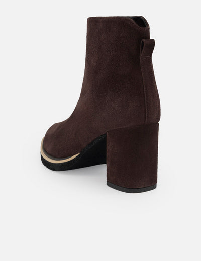 Botines vino ante para mujer con corte tipo V