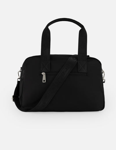 Bolso Bowling negro nylon para mujer con 3 compartimentos