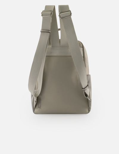 Mochila gris nylon para mujer con 3 compartimentos