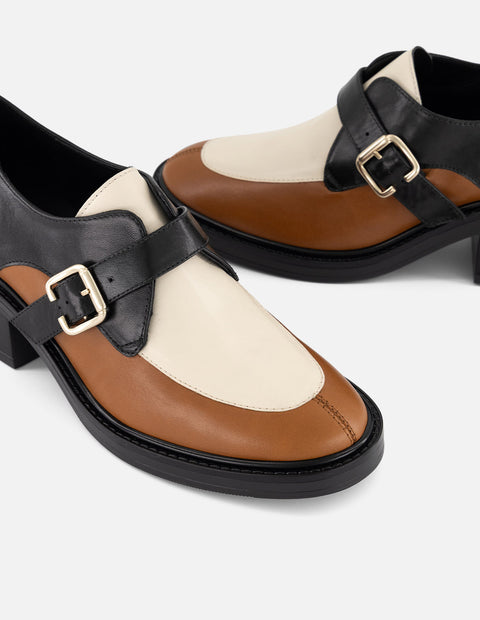 Zapato Monk multicolor piel para mujer con hebilla metálica