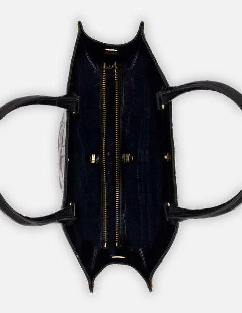 Bolso de mano negro piel tipo coco para mujer con logo frontal
