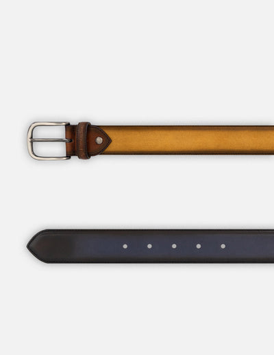Cinturón de piel para hombre con contraste de color