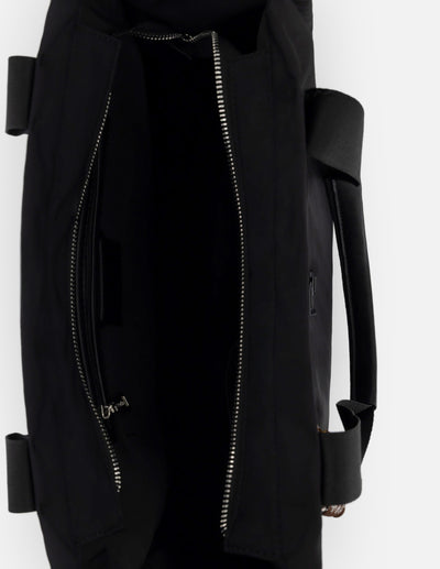 Bolso de mano negro nylon para mujer con adorno lateral