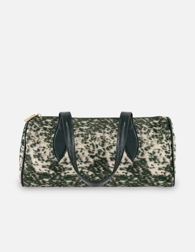 Bolso de hombro verde terciopelo para mujer con acabado print