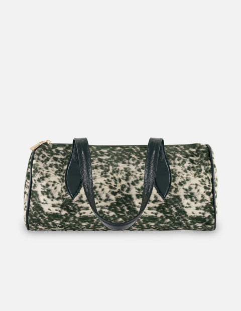 Bolso de hombro verde terciopelo para mujer con acabado print