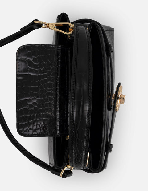 Minibolso negro vegano para mujer con piel tipo coco