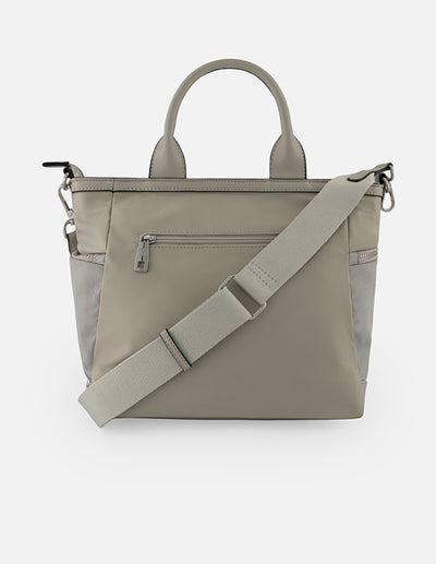 Bolso de mano gris nylon para mujer con 4 compartimentos