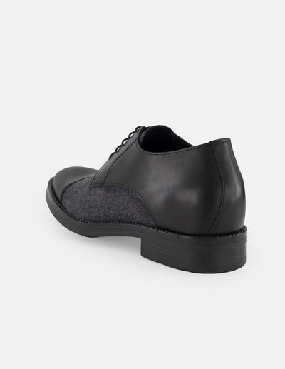 Zapato Blucher negro para hombre con +7 cm de altura