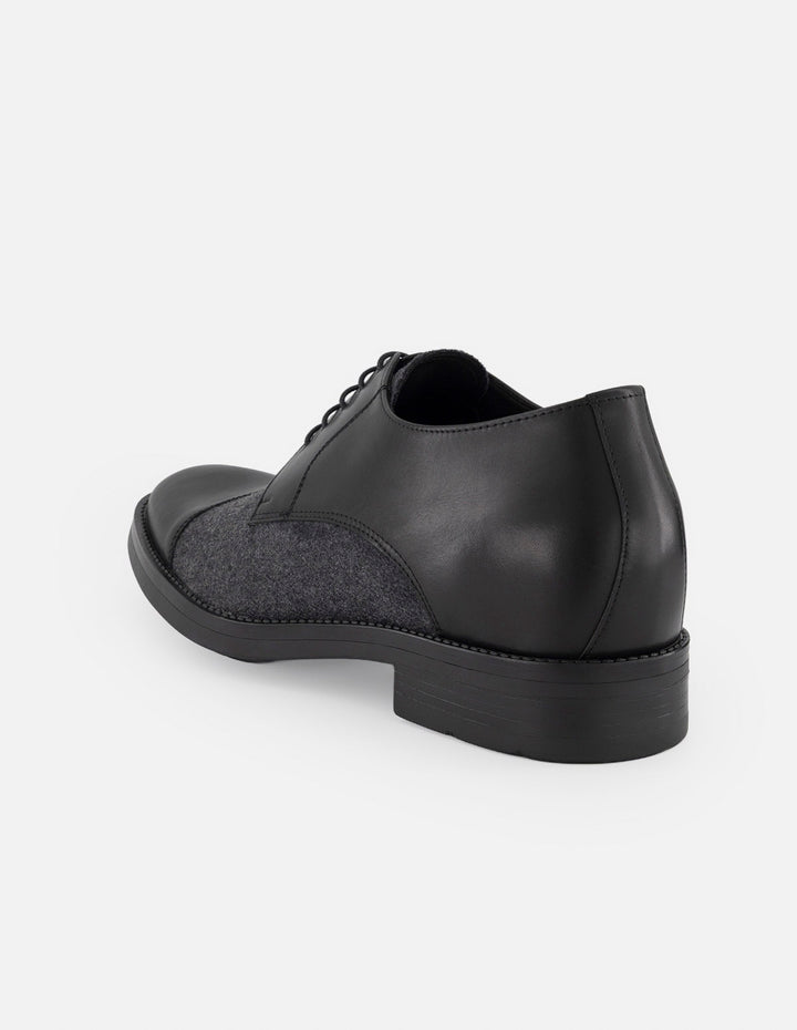 Zapato Blucher negro para hombre con +7 cm de altura