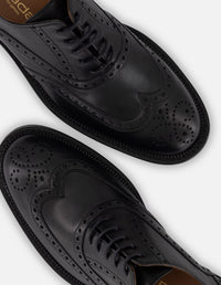 Zapato Oxford negro piel para mujer con picado María