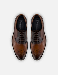 Zapato Oxford café piel para hombre con acabado sombreado