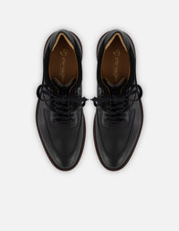 Zapato Oxford negro piel y ante para hombre con combinación de materiales