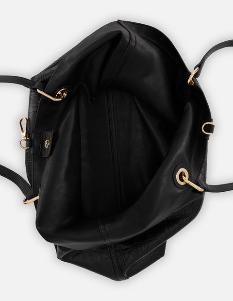 Tote negro vegano para mujer con doble vista