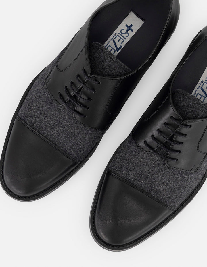 Zapato Blucher negro para hombre con +7 cm de altura