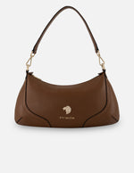 Bolso de hombro café piel para mujer con piel grabada