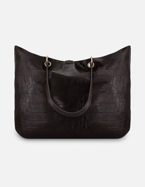 Tote café vegano para mujer con doble vista