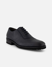 Zapato Oxford azul piel para hombre con corte asimétrico