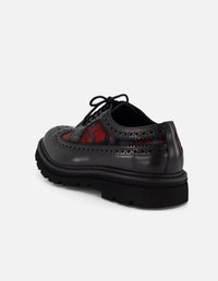 Zapato Blucher negro de piel y textil para hombre