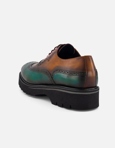 Zapato Oxford multicolor piel para hombre con acabado sombreado