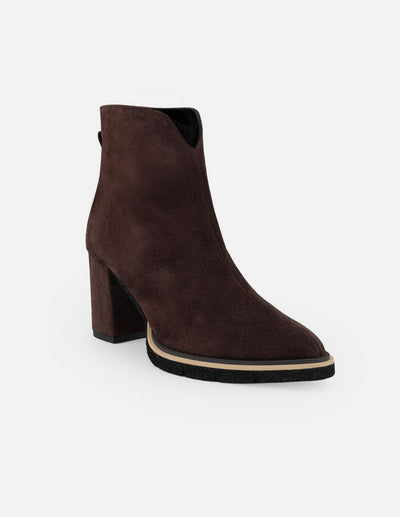 Botines vino ante para mujer con corte tipo V