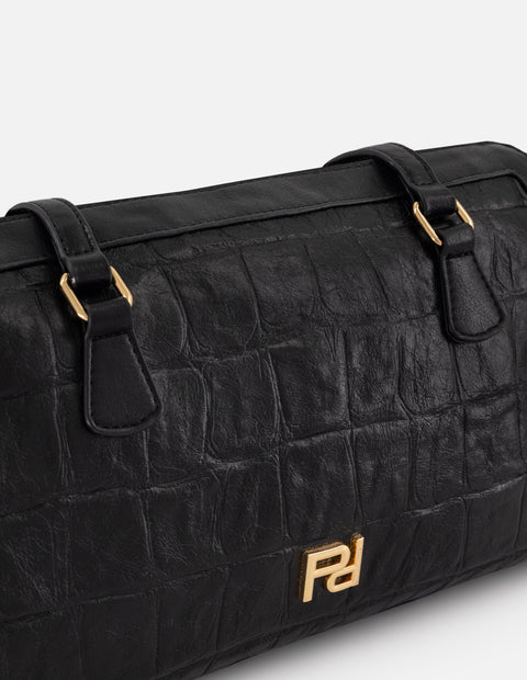 Bolso Bowling negro vegano para mujer con grabado tipo coco