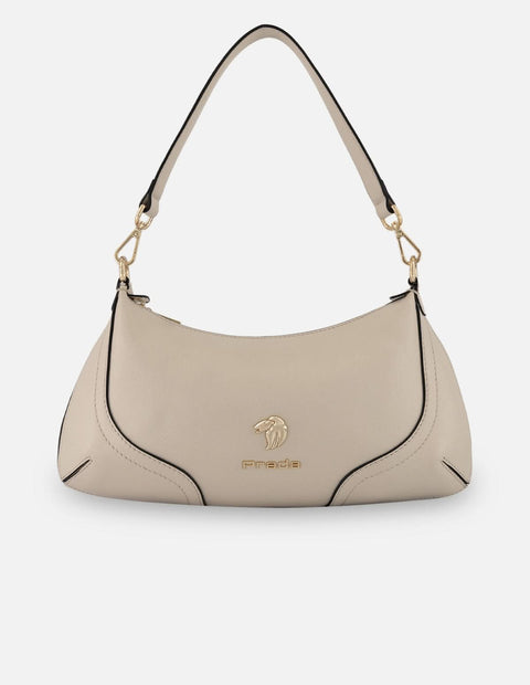 Bolso de hombro blanco piel para mujer con piel grabada