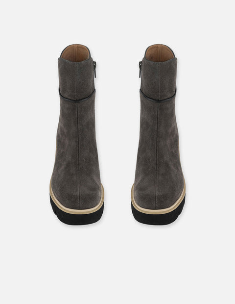 Botines gris ante para mujer con aplicación Pd