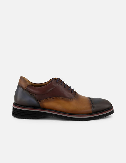Zapato Oxford multicolor piel para hombre con contraste