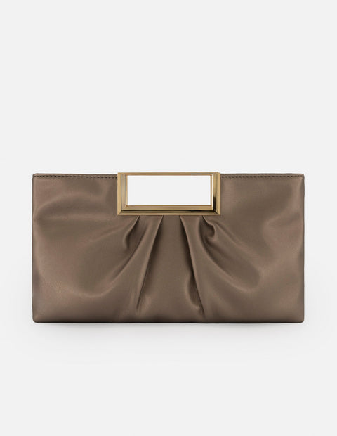 Clutch oro vegano para mujer con maxiasa metálica