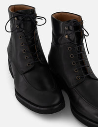 Botines +7 cm de altura negros piel para hombre con suela comfort