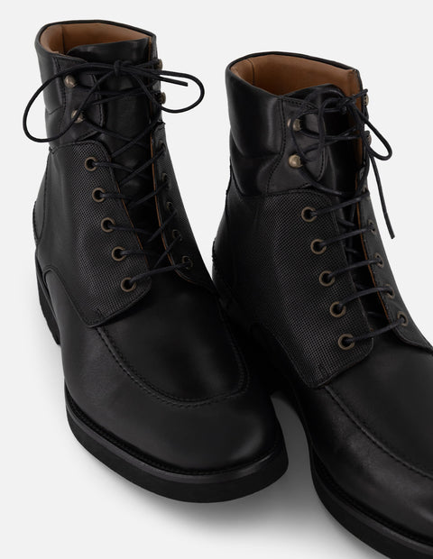 Botines +7 cm de altura negros piel para hombre con suela comfort