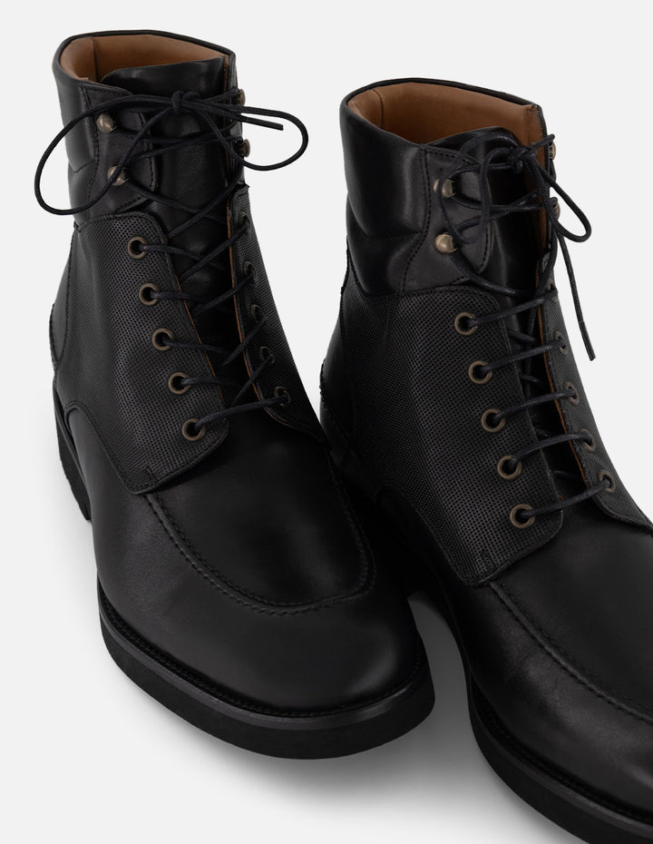 Botines +7 cm de altura negros piel para hombre con suela comfort