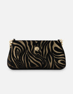 Clutch color dorado ante para mujer con acabado aterciopelado