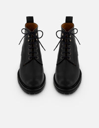 Botines negro piel para mujer con agujetas al frente