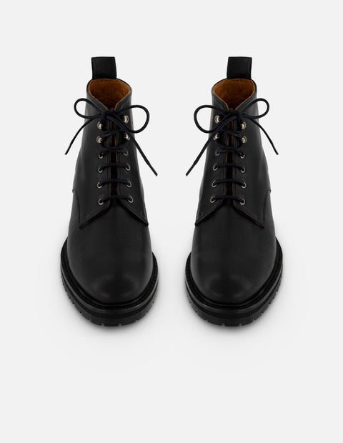 Botines negro piel para mujer con agujetas al frente