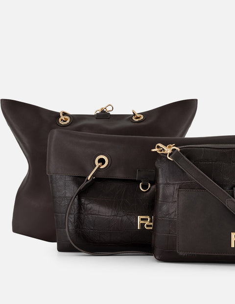 Tote café vegano para mujer con doble vista