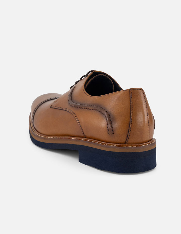 Zapato Blucher cuero piel para hombre con detalle lateral